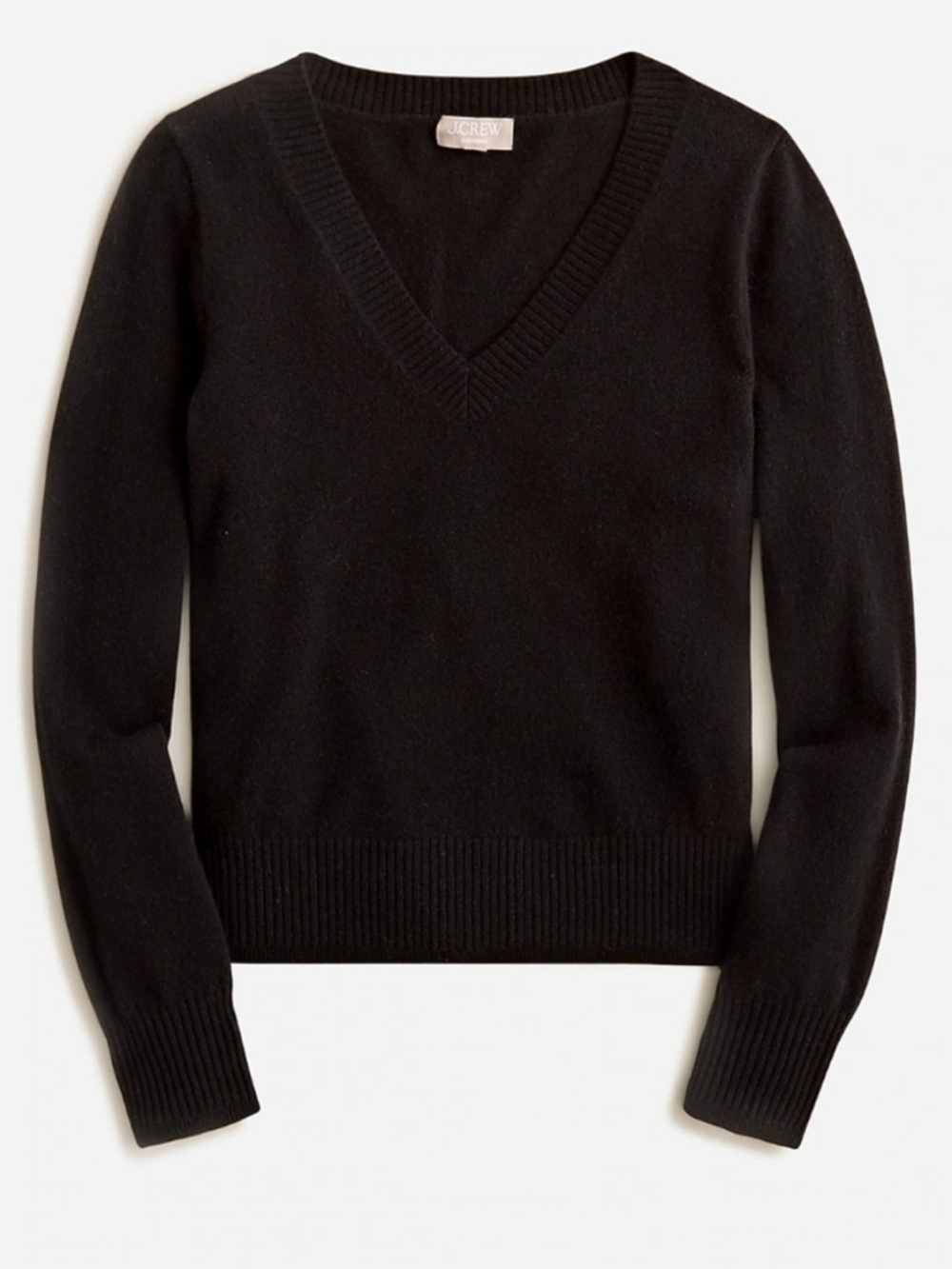 J.CREW Black Cashmere Wool Blend V-Neck Pullover Sweater Knit Black Size Small